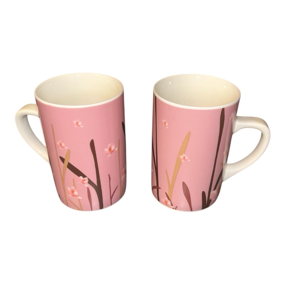 Starbucks Sakura Cherry Blossom Mug Set 2 Japan 2004 Pink 12oz